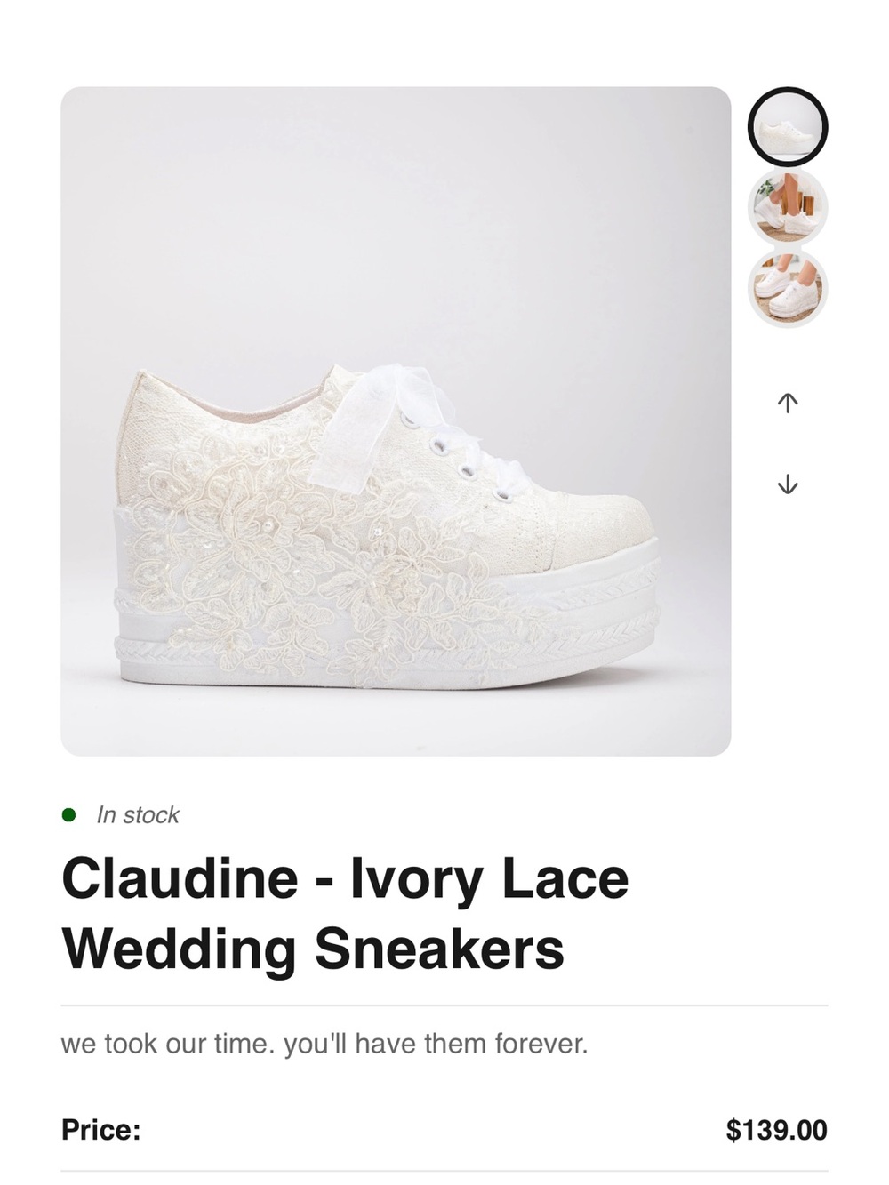 Ivory Lace Wedding Sneakers -